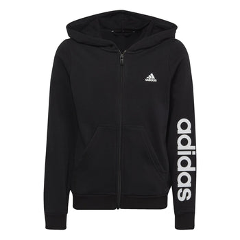 Felpa nera full-zip da bambina adidas Essentials Linear Logo, Abbigliamento Sport, SKU a751000021, Immagine 0